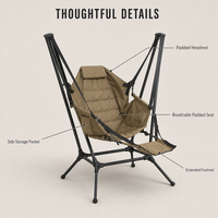 Fauteuil suspendu portable moderne en aluminium VT pour l'extérieur, chaise hamac de camping avec dossier haut et siège rembourré, pliable pour jardin et terrasse