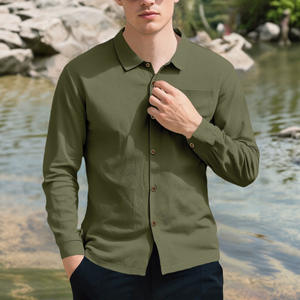 Camisa de lino de manga larga para hombre, transpirable, informal, con botones, de corte holgado, para ocio al aire libre - Product Image 4