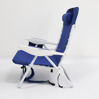 Chaise de plage pliable portable d'extérieur avec cadre en aluminium, sac latéral et coussin
