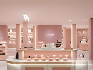 Custom Round Tiered Cosmetic Display Counter With Led Lighting For Perfume Shop Interior Design - Product Image 3