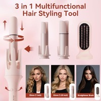 Alat Pengeriting Rambut Otomatis 3in1 dengan 2 Barel Keramik dan Sisir Pelurus Rambut, Pengeriting dan Sisir Pelurus Rambut