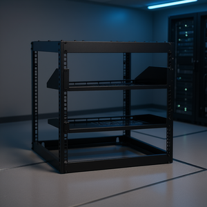 Rack de Red de Alta Resistencia 10U de Marco Abierto, 23 Pulgadas de Profundidad, Estantes Ventilados de Acero, Montaje en Pared o Suelo, Gabinete para Equipos de TI - Product Image 2