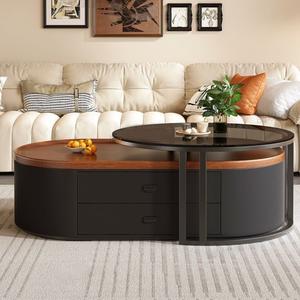 High-End Modern Rectangular Solid Wood <b>Glass</b> Coffee <b>Table</b> Metal Legs Eco-Friendly Easy Clean Stable Living Room <b>Side</b> - Product Image 4