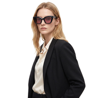 Lunettes de soleil surdimensionnées en acétate à monture relevée pour femmes, lunettes de soleil rétro tendance, monture carrée, vente en gros OEM pour femmes