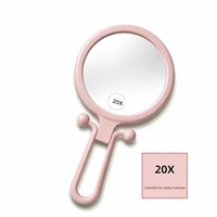 High-end 20x 30x 60x Magnifying Makeup Mirror; Foldable Compact Handheld Round Mirror with Electroplated Finish Plastic Frame