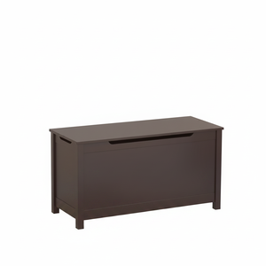 Coffee-Colored Wooden Toy Box <b>Storage</b> for Kids Aged 2+ Safety Hinged Lid <b>Chest</b> & Organizer - Product Image 4