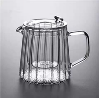 Théière HEMERA en verre borosilicate haute résistance, rayée, avec infuseur, grande capacité, séparation thé-eau, faite à la main