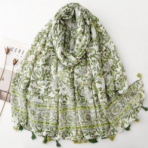 Floral <b>Gallery</b> Floral <b>Frame</b> Fringed Scarf Thin Sunscreen Beach Shawls Vacation-style Scarf Hijab Muslim Women - Product Image 5