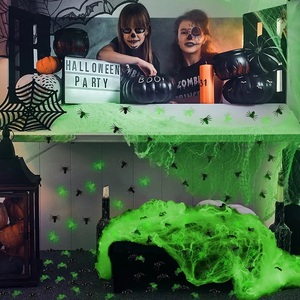 Decoraciones <span class=keywords><strong>de</strong></span> Halloween <span class=keywords><strong>Tela</strong></span> <span class=keywords><strong>de</strong></span> <span class=keywords><strong>araña</strong></span> <span class=keywords><strong>artificial</strong></span> Horror Luminous Stretch Telarañas Al Aire Libre Halloween Scary Party Accesorios 2017 - Product Image 3