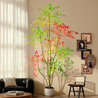 Arbre artificiel Nandina de 7,4 pieds, plante en bambou artificiel pour l'aménagement paysager commercial, décoration intérieure et extérieure avec des feuilles réalistes