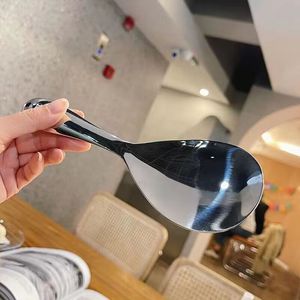 Stainless Steel Rice Spoon Large Heavy Duty Kitchen Restaurant Use Solid Color <b>Hand</b> <b>Wash</b> Only - Product Image 3