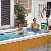Spa de nage extérieur avec 10 jets hydromassants et conception à double zone pour une expérience de natation et de relaxation en hôtel
