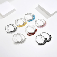 Boucles d'oreilles créoles à pampilles grandes et exagérées en argent sterling 925 hypoallergénique, zircon et plaqué rhodium, tendance, pour mariage et fête