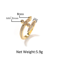 UWIN Bague Épée de la Justice Hip Hop, Nouvelle Bague Designer Noire et Violette avec Zircon Cubique pour Femme et Homme, Bijoux de Rappeur