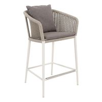 Mobilier de bar en aluminium au design moderne, chaise de comptoir de bar italien en plein air, tabouret de bar tissé en corde de restaurant