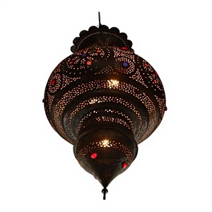 Lanterne suspendue marocaine de designer, qualité supérieure, couleur noire, en fer, pour la décoration intérieure. - Product Image 1