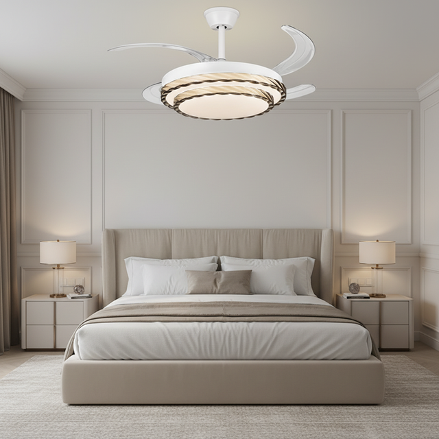Factory Price Modern Indoor Bedroom 42 Inch ABS Blade Remote Control Time Setting Smart Led Ceiling Fan Light