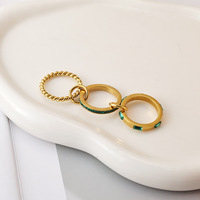 Bague empilable multicouche en zircon avec pierre CZ, design unique, style vintage, plaqué or 18K PVD, vente en gros