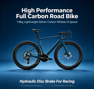 High-performance full carbon racefiets, 7,8 kg lichtgewicht, 50 mm carbon wielen, 13 versnellingen, hydraulische schijfremmen voor wedstrijden - Product Image 1