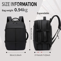 Mochila Expandible Impermeable para Portátil Unisex con Protección RFID, Oxford, Gran Capacidad, Separación Húmedo-Seco, Cierre de Compresión