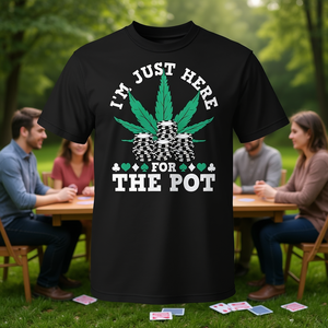 Camiseta I'm Just Here For The Pot Marijuana Poker, negra, para adultos, unisex - Product Image 3