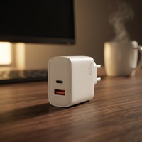 Chargeur mural double port 45W Type-C PD + USB-A QC, bloc de charge rapide PD45W QC18W, prise US EU, chargeur de voyage