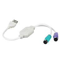 Adaptador de Cable Convertidor de Joystick de 2 Puertos D1376, Dongle USB a PS2 para Teclado/Ratón Dual Hembra para PC