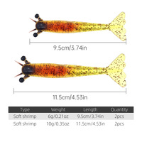 NOUVEAU Leurre Souple OEM 95mm 115mm en Forme de Crevette Bionique, 2 Pièces/Boîte, Réaliste et Multi-Segmenté pour la Pêche en Eau Salée