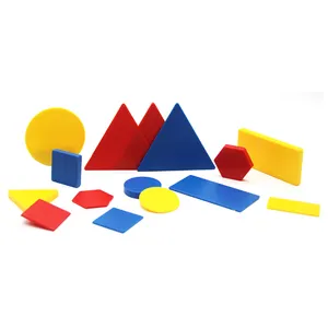 Nhựa thuộc tính khối sinh viên Kit hình học thiết lập manipulatives đa màu 2mm & 5mm Độ dày cho mầm non đặt 60 cái 5 hình dạng - Product Image 1