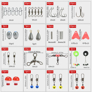 264 pièces Kit d'accessoires de pêche émerillons boutons-pression crochets plombs flotteurs perles tubes de cuivre haricots de l'espace pour bar truite - Product Image 2