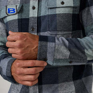 Camicia Shacket da <span class=keywords><strong>Uomo</strong></span> Urbana a Maniche Lunghe Slim Fit in <span class=keywords><strong>Lana</strong></span> Pesante e Calda con Logo Personalizzato e Tecnica di Tintura a Filo a Quadri - Product Image 4