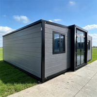 Maison conteneur extensible de style industriel gris foncé, maison préfabriquée modulaire, mini-maison pliable, cabane portable avec assemblage rapide