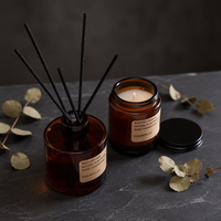 Bougie parfumée sans flamme en cire de soja, personnalisable, petite bouteille en verre marron, ornement décoratif pour la maison, coffret cadeau Diwali Pâques, vente en gros