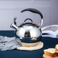 Vente en gros de théière à eau chaude domestique de cuisine de haute qualité bouilloire à sifflet en acier inoxydable poli théière en métal