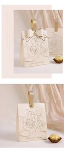 <span class=keywords><strong>Scatole</strong></span> Regalo di Lusso per <span class=keywords><strong>Bomboniere</strong></span> Nuziali Stile Francese con Motivi Floreali in Rilievo, Sacchetti Triangolari per Caramelle e Candele con Manico per Addio al Nubilato - Product Image 6