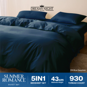 Summer Romance 930TC Algodón puro Tejido Sólido Satén King Juego de edredón Ropa de cama Sábana bajera Fundas De Almohada Funda de refuerzo - Product Image 4