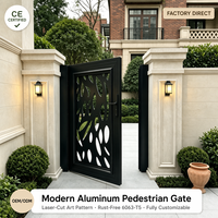 Portail piétonnier moderne en aluminium pour villa, jardin, cour, panneau artistique en métal découpé au laser, porte d'entrée simple battante, certifié CE
