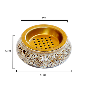 Quemador de Incienso de Cerámica Multicolor con Base de Metal Dorado, Estilo Antiguo, Nuevo de Fábrica - Product Image 1