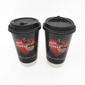16oz Eco Friendly Disposable Paper Coffee Cups With Lid