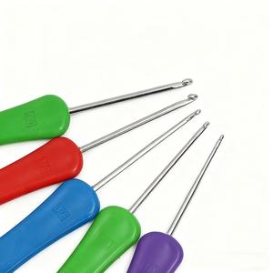 Набор разноцветных алюминиевых крючков для вязания с пластиковой ручкой, инструменты для рукоделия, вязания свитеров и плетения, эргономичный крючок для вязания - Product Image 5