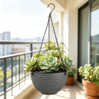 Pot de fleurs suspendu auto-arrosant traditionnel en PP avec trous de drainage, capacité de 1,28 L, pour une utilisation en intérieur/extérieur dans le jardin domestique
