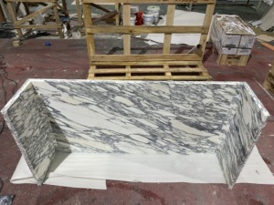 SH STONE Minimalist Modern Living Room Furniture <strong>Rectangle</strong> Customized Fluted Calacatta Viola Marble <strong>Coffee</strong> <strong>Table</strong> - Product Image 6