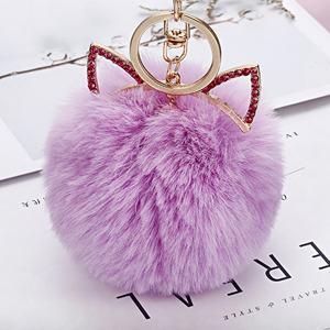 Llaveros de peluche con orejas de gato, lujosos, con pompón de piel, regalo para niñas, accesorios para bolso, llavero para coche - Product Image 6