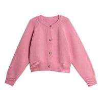 Einfarbige Strickjacke mit Rundhalsausschnitt für Damen, Herbst und Winter, Retro-Pullover mit Metallknöpfen