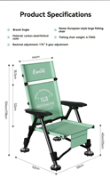 Chaise de pêche légère en acier au carbone avec poche latérale et organisateur de seau à appâts, chaise de pêche pliable pour l'extérieur