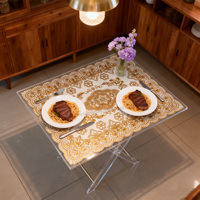 Nouveau produit à prix réduit en gros : Table d'angle pliante en acrylique pour chambre à coucher, style juif personnalisé, dorée, portable, avec support à thé.