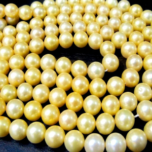 Perles de culture dorées naturelles, véritables perles jaunes, brins de 5 pouces de long - Product Image 1