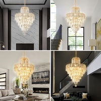 Lustre en cristal doré orné conçu sur mesure pour le salon de l'hôtel Lamparas Colgantes De Techo Para Interior