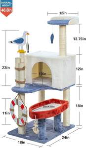 Arbre à chat nautique : tour de mouette avec poteaux à gratter, poisson jouet, <span class=keywords><strong>habitat</strong></span> en peluche ; aire de jeux pour chatons d'intérieur - Product Image 4