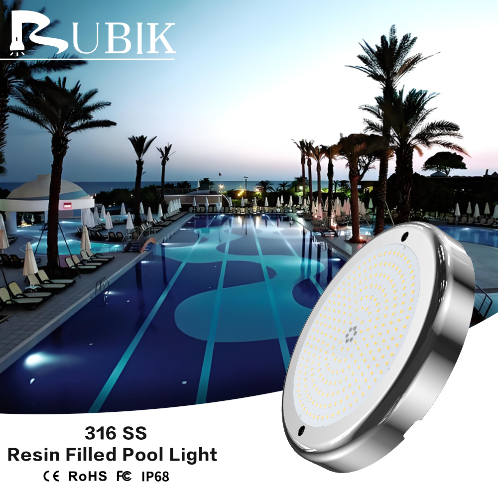 2025 Hot Selling 316 Stainless Steel ABS Waterproof Wall-Mounted IP68 LED Swimming Pool Lights Remote Control Dimmable 2-Year